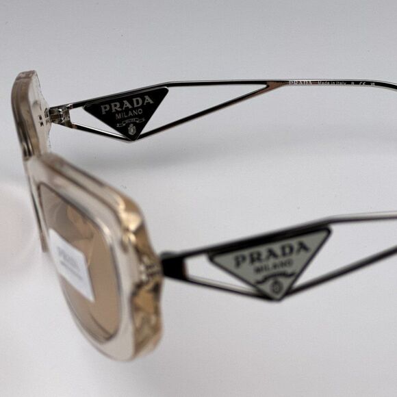 NEW Prada PR14YS 19M4I2 Crystal Beige Light Brown Rectangle Unisex Sunglasses - Picture 12 of 14